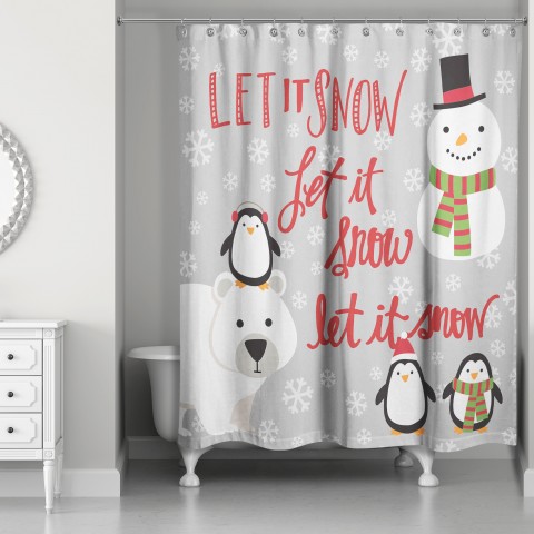 Let it Snow Winter Friends 71x74 Shower Curtain