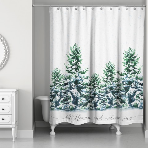 Snowy Winter Forest 71x74 Shower Curtain
