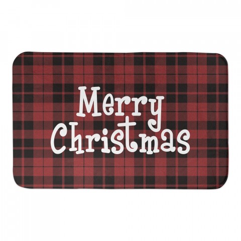Merry Christmas Plaid 34x21 Bath Mat