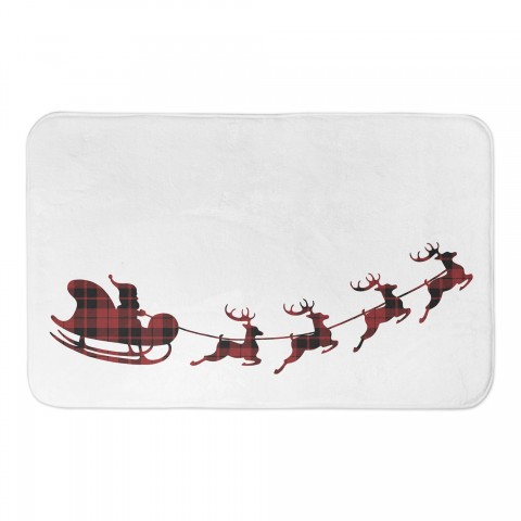 Red Plaid Sleigh 34x21 Bath Mat