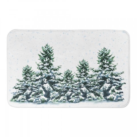 Snowy Winter Forest 34x21 Bath Mat