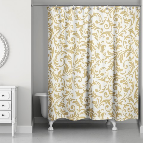 Gold Baroque Pattern 71x74 Shower Curtain