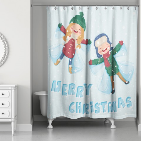 Snow Angels 71x74 Shower Curtain