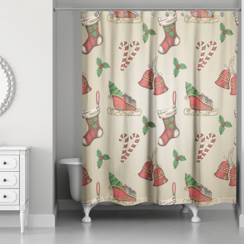 Vintage Christmas Pattern 71x74 Shower Curtain
