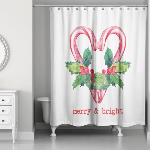 Merry and Bright Candy Canes 71x74 Shower Curtain