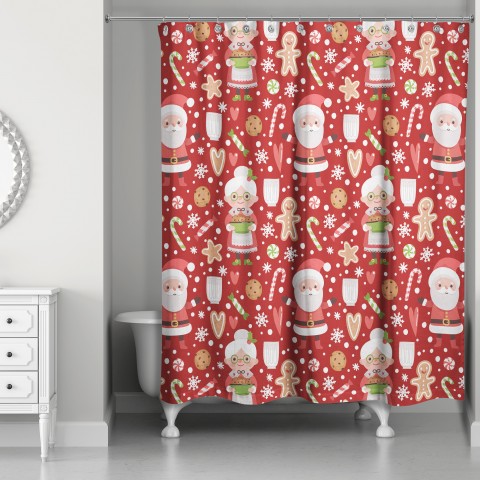 Mr. and Mrs. Claus Pattern 71x74 Shower Curtain