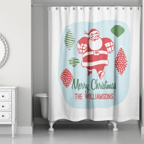 Mid-Mod Santa 71x74 Personalized Shower Curtain
