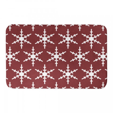 Red and White Snowflake Pattern 34x21 Bath Mat