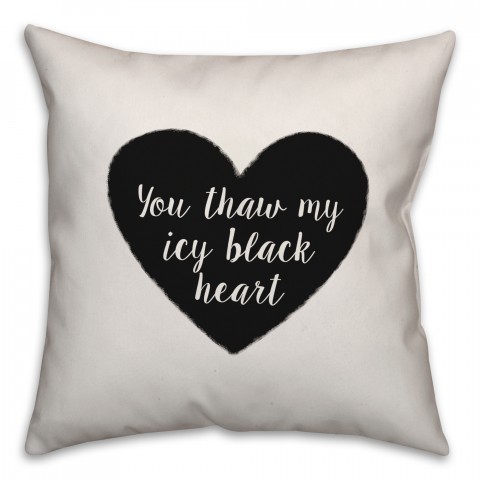 Icy Black Heart Pillow