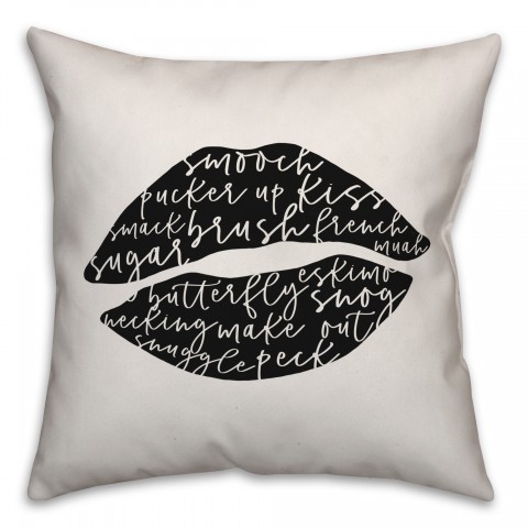 Smooch Script Black Pillow
