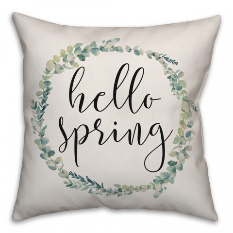Hello Spring Wreath Pillow