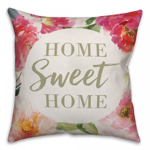 Home Sweet Home Floral Pillow