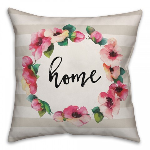 Home Floral Wreath Pillow