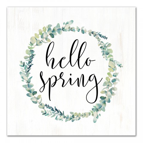 Hello Spring Wreath Canvas Wall Art