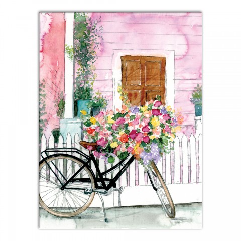 Flower Delivery Bike Canvas Wall Art