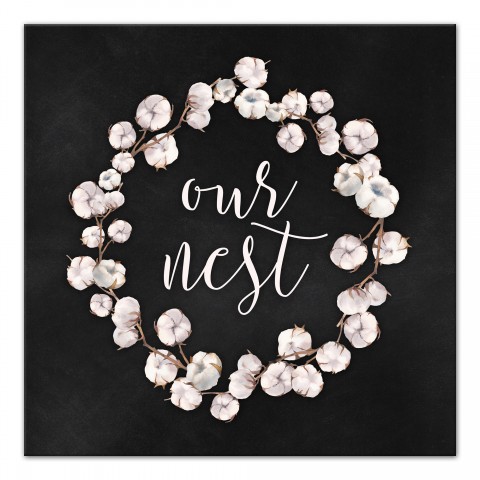 Our Nest Cotton Wreath Canvas Wall Art