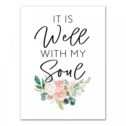 It is well with my soul floral Canvas Wall Art