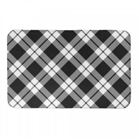 Black and White Diamond Plaid 34x21 Bath Mat