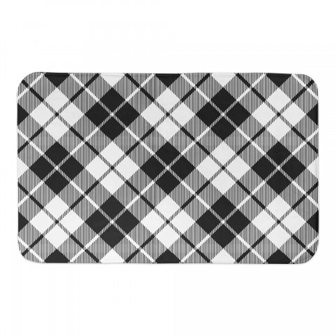 Black and White Diamond Plaid 34x21 Bath Mat