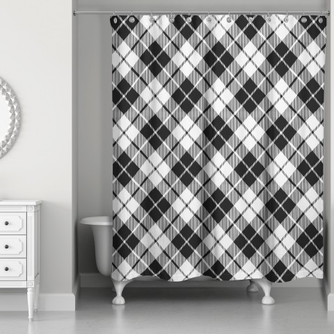 Black and White Geo Pattern 71x74 Shower Curtain