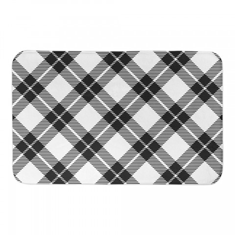 Black and White Diamond Plaid 34x21 Bath Mat