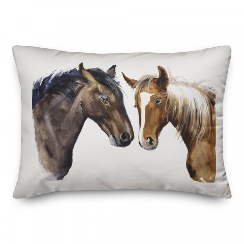 Watercolor Horses 14x20 Spun Poly Pillow