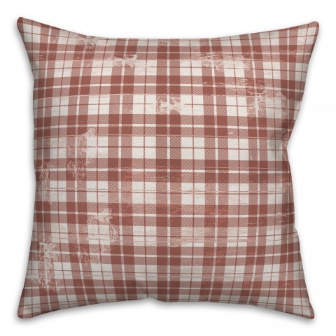 Distressed Red Plaid Pillow