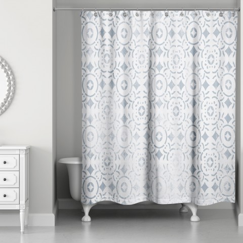Distressed Blue Mosaic Tile 71x74 Shower Curtain