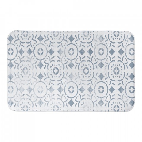 Distressed Blue Mosaic Tile 34x21 Bath Mat