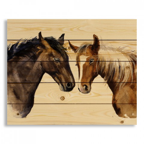 Watercolor Horses 22x18 Pallet Wood Art