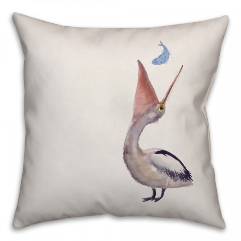 Pelican Flipping Fish Pillow