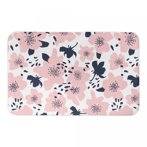 Blue and Blush Florals 34x21 Bath Mat