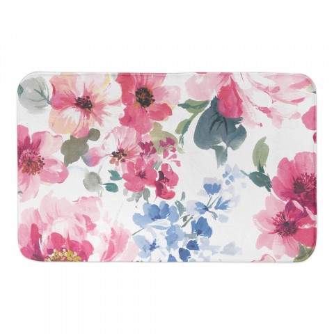 Pink Watercolor Florals 34x21 Bath Mat
