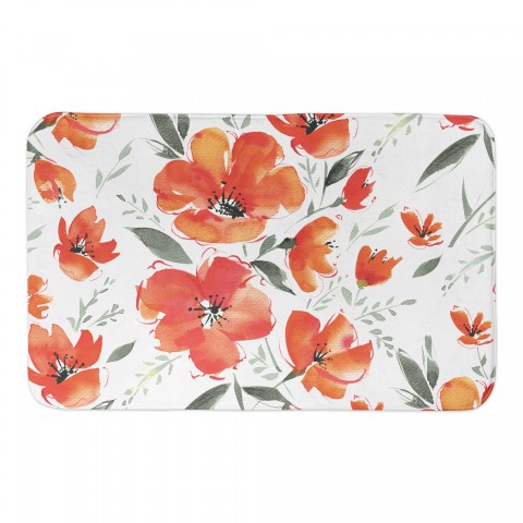 Orange and Red Blooms 34x21 Bath Mat