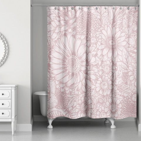 Large Blush Blooms 71x74 Shower Curtain