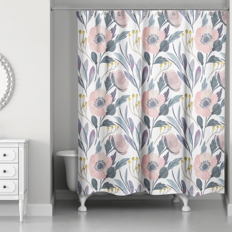 Faded Florals 71x74 Shower Curtain