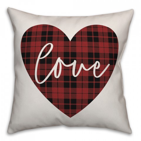Love Plaid Heart Pillow