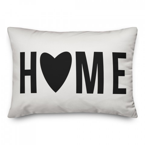 Home Heart Black 14x20 Spun Poly Pillow