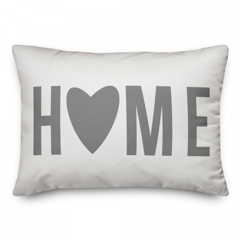 Home Heart Grey 14x20 Spun Poly Pillow