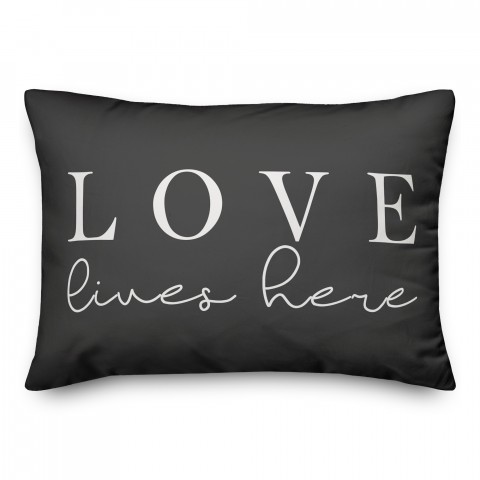Love Lives Here Gray 14x20 Spun Poly Pillow