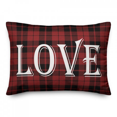 Vintage Love Plaid 14x20 Spun Poly Pillow
