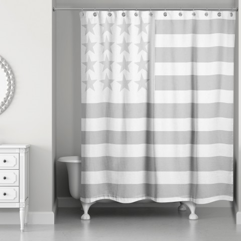 Simple Gray Flag 71x74 Shower Curtain
