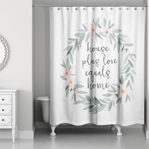 House Plus Love Equals Home 71x74 Shower Curtain