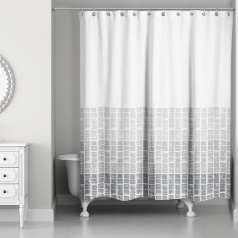 Dusty Gray Stamp Pattern 71x74 Shower Curtain