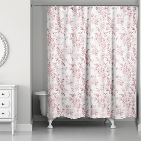 Blush Floral Pattern 71x74 Shower Curtain