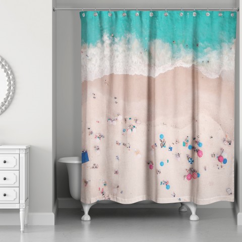 Beach Bird's Eye View  71x74 Shower Curtain
