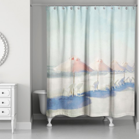 Blush Beach Umbrellas 71x74 Shower Curtain