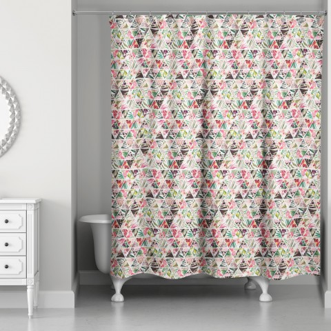 Coastal Geometric Pattern 71x74 Shower Curtain