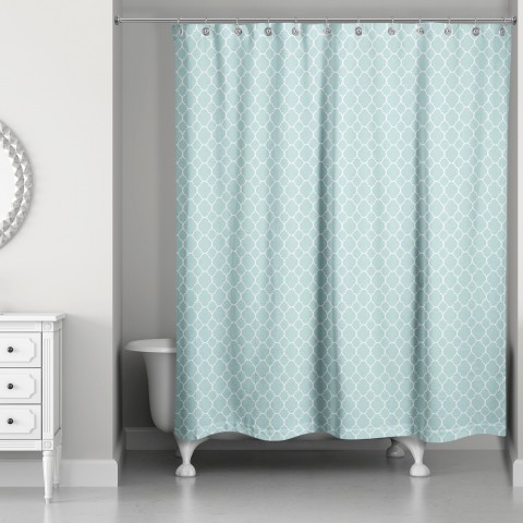 Teal Lattice Pattern 71x74 Shower Curtain