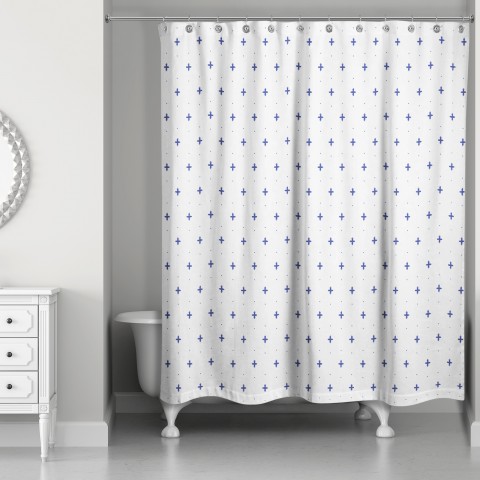 Navy Coastal Pattern 71x74 Shower Curtain